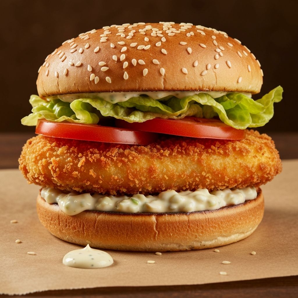 Crispy battered fish burger with lettuce and tartare sauce — Fish Inn